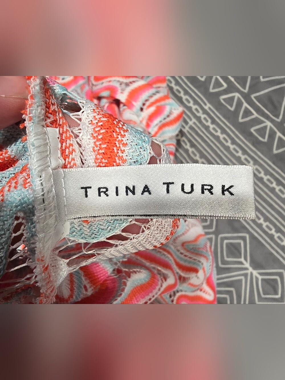 Trina Turk Serafina Crochet Halter Maxi Swim Cover Up Dress Size Medium - Picture 5 of 10